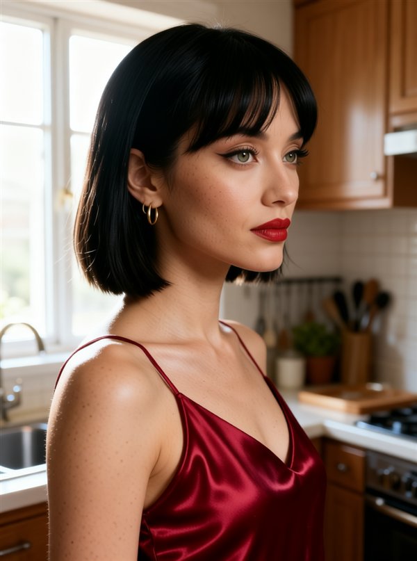 The same character in a kitchen